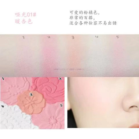 Nhật Bản Jingtian CANMAKE cánh hoa năm màu chạm khắc ngọc trai rouge blush mờ sửa chữa công suất bột bóng cao với bàn chải 09 - Blush / Cochineal má hồng glossier