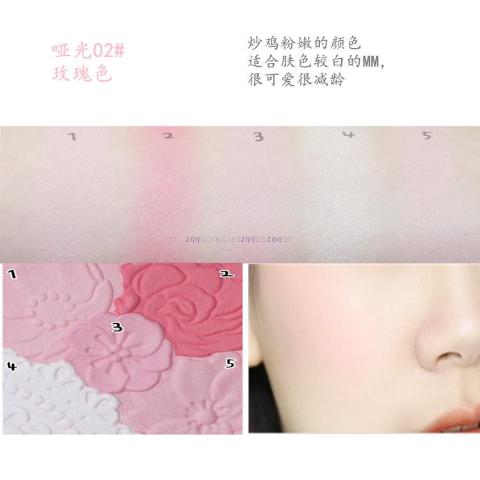 Nhật Bản Jingtian CANMAKE cánh hoa năm màu chạm khắc ngọc trai rouge blush mờ sửa chữa công suất bột bóng cao với bàn chải 09 - Blush / Cochineal má hồng etude house