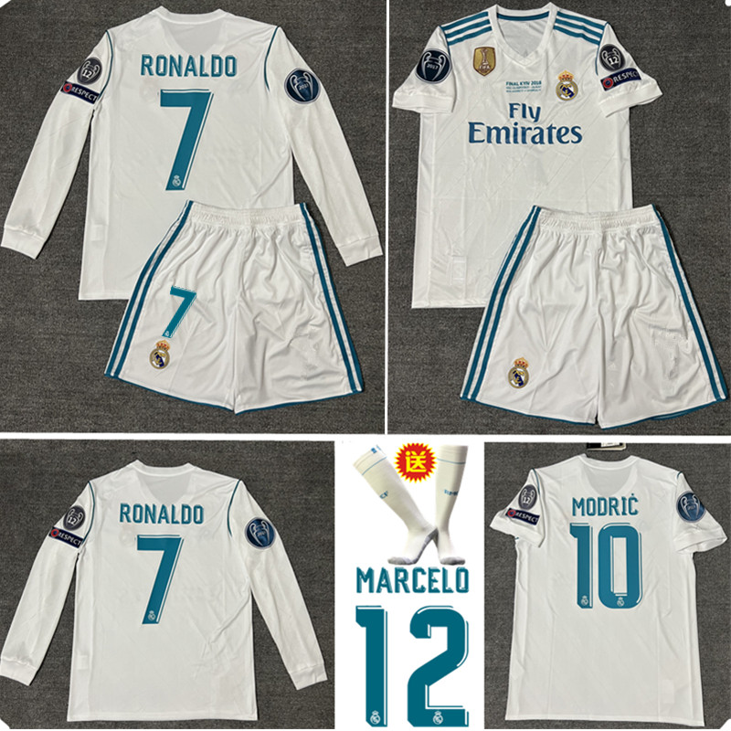 1718 Real Madrid jersey home 7 C Roo Champions Final version Short long sleeve football Conserve Ramos Benzema Custom-Taobao