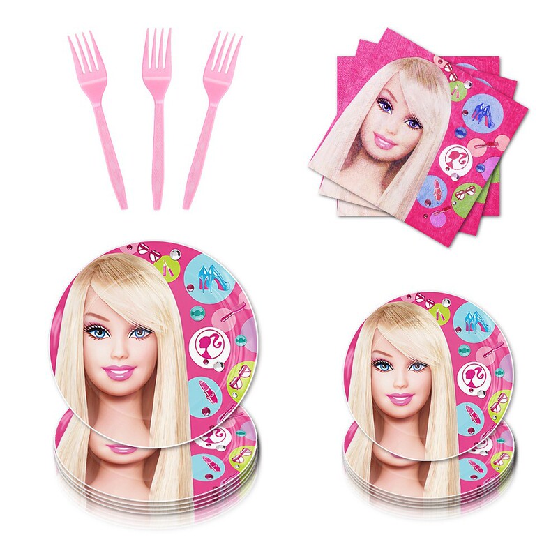 Barbie Princess Doll Themed Children's Birthday Party Set Party Decoration Disposable Tableware Plates
