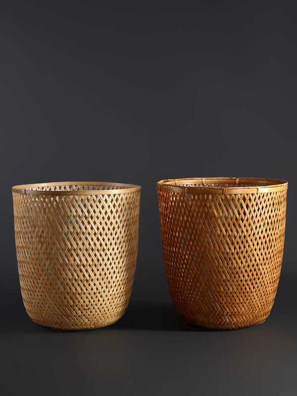 Bamboo Woven Storage Basket, Round Household Storage Bin for Calligraphy Works, Scroll Paper Basket, Eco-Friendly Desktop Miscellaneous Basket