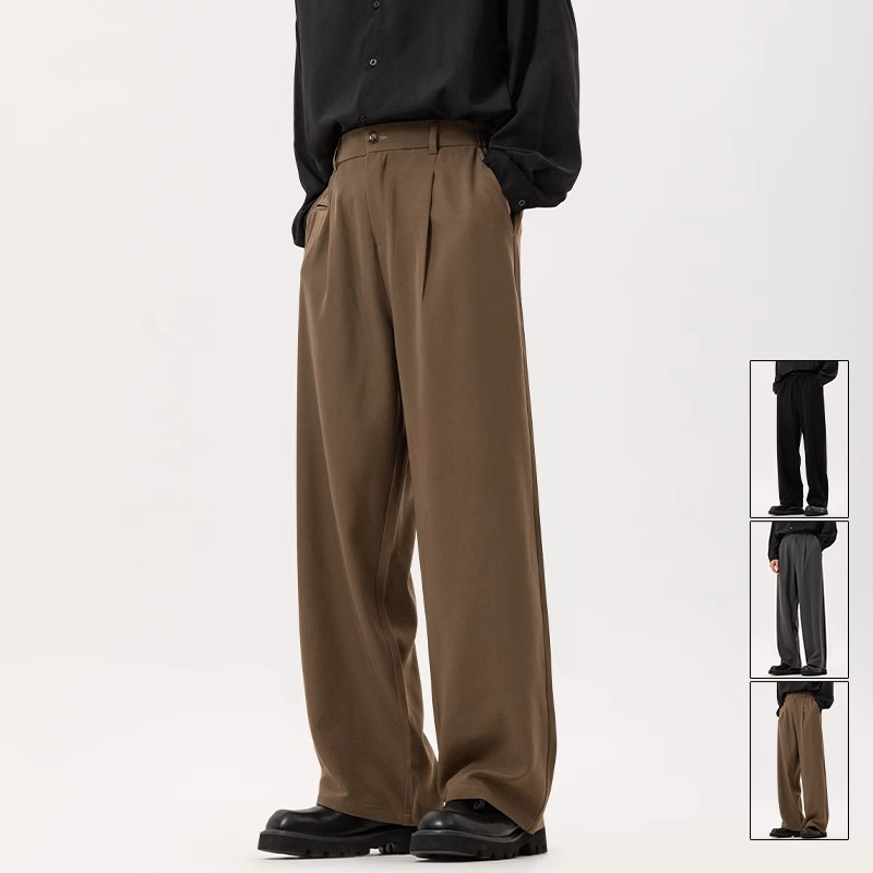 Long-Legged Uncle 190cm Tall Men's Summer Loose Wide-Leg Extended Trousers Ice Silk Casual Trousers