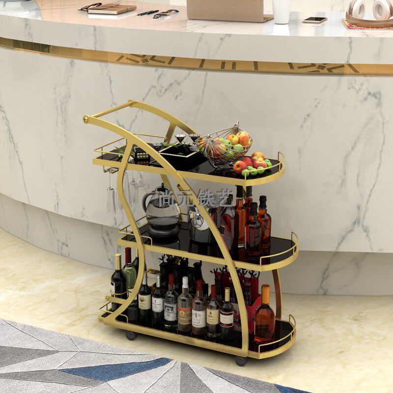 Iron Art Dining Car Cake Small Cart Dining Room Mobile Shelve 4S Store Tea Water Service Car Upscale Hotel Wine Water