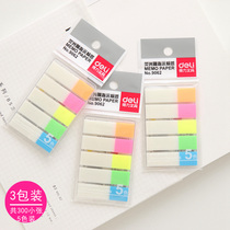 3 Packaging effective classification label stickers color notes Post-It Notes 5-color fluorescent film indicator stickers note stickers 9062 bookmarks student stationery office supplies stickers