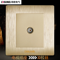 Qisheng switch socket panel TV socket TV cable TV panel 86 champagne gold brushed