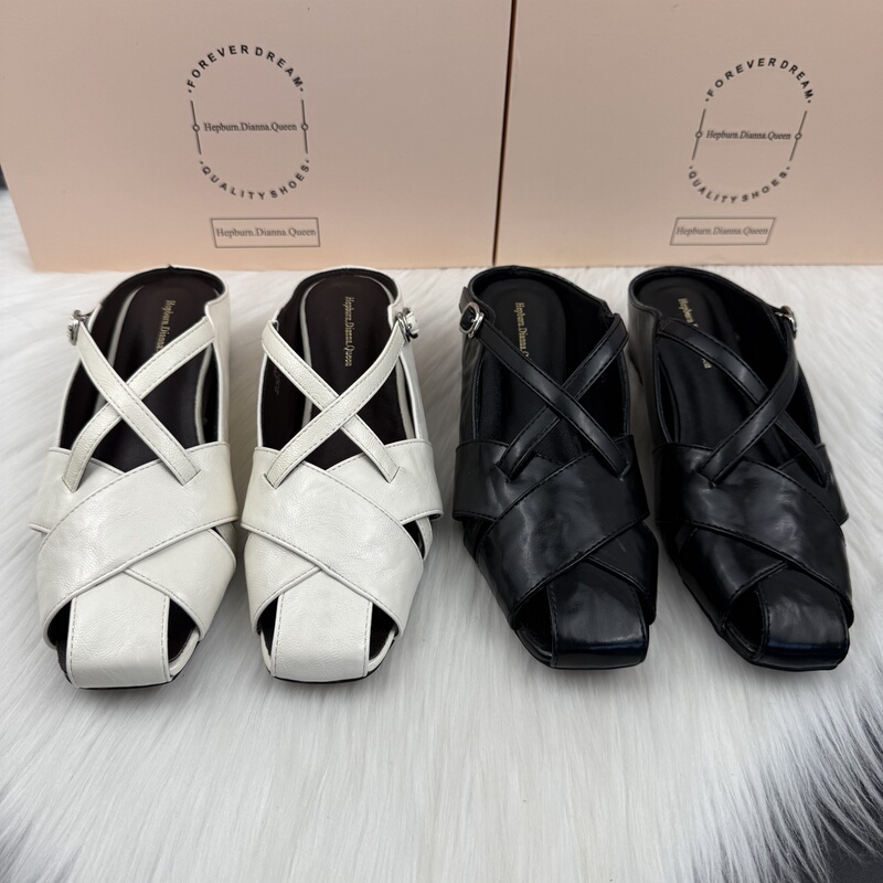 Cowhide + Sheepskin French-Style Soft-Soled Closed-Toe Slippers for Women, Summer Outdoor Thick-Soled Casual Sandals, Pig Cage Shoes