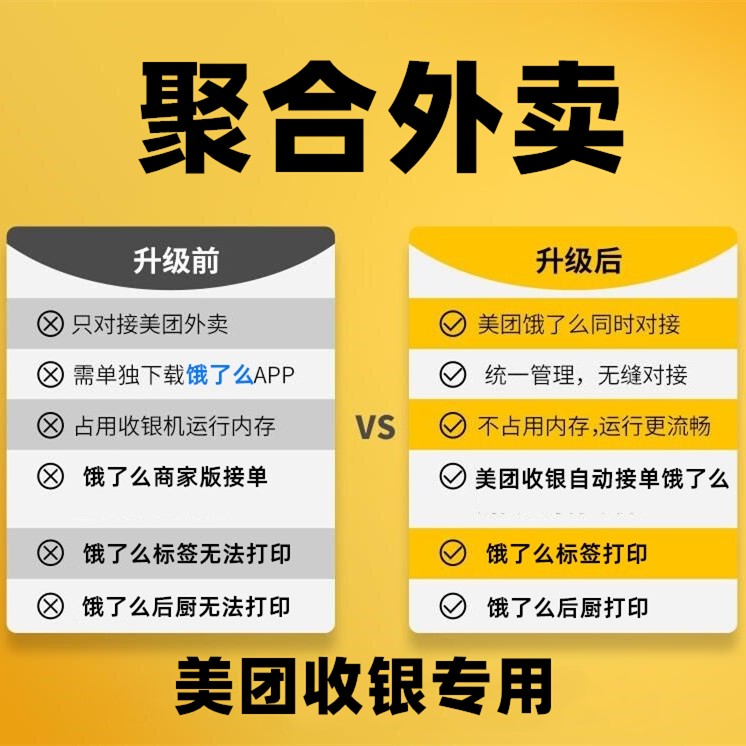 Meituan cash register upgrade Hungry delivery aggregation Seamless docking Multi-platform automatic order printing