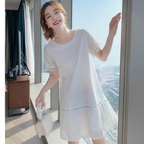 Korean fashion lace dress summer 2021 new waist thin temperament super fairy white a-word short skirt