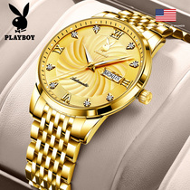 Playboy American brand mens watch automatic waterproof luminous double calendar trend business mechanical watch