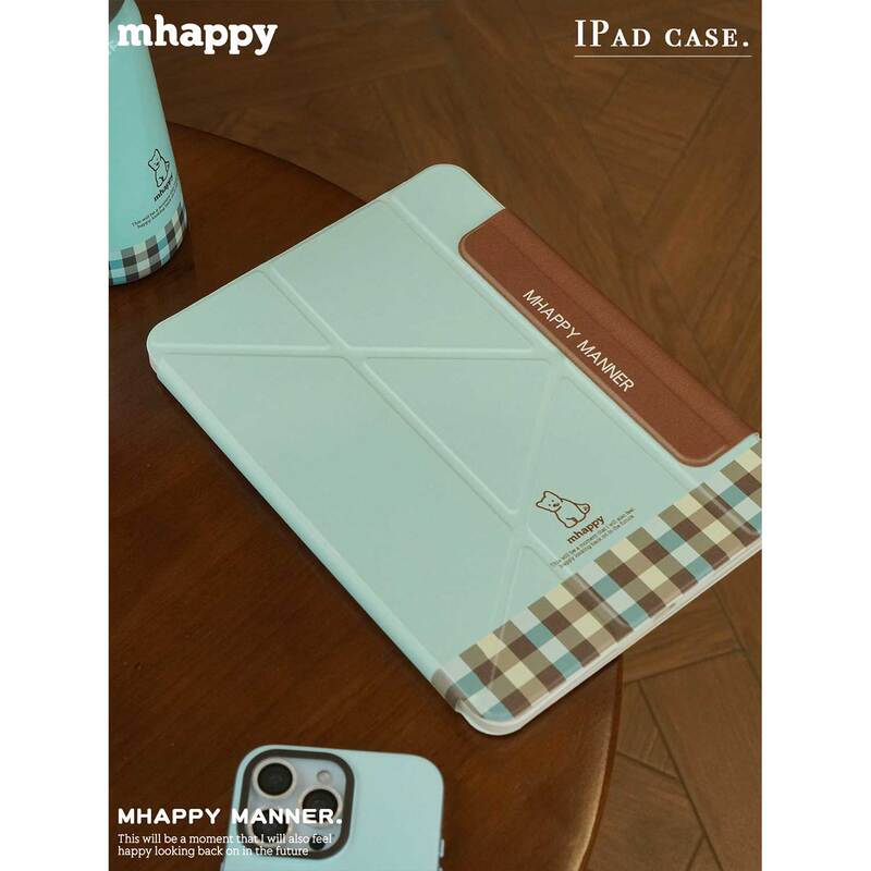 Mhappymanner Original Design Mint Chocolate Puppy Suitable for iPad Magnetic Protective Case Y-Shaped Strap with Buckle Air67 Tablet Case Pro 11inch 70% off Detachable