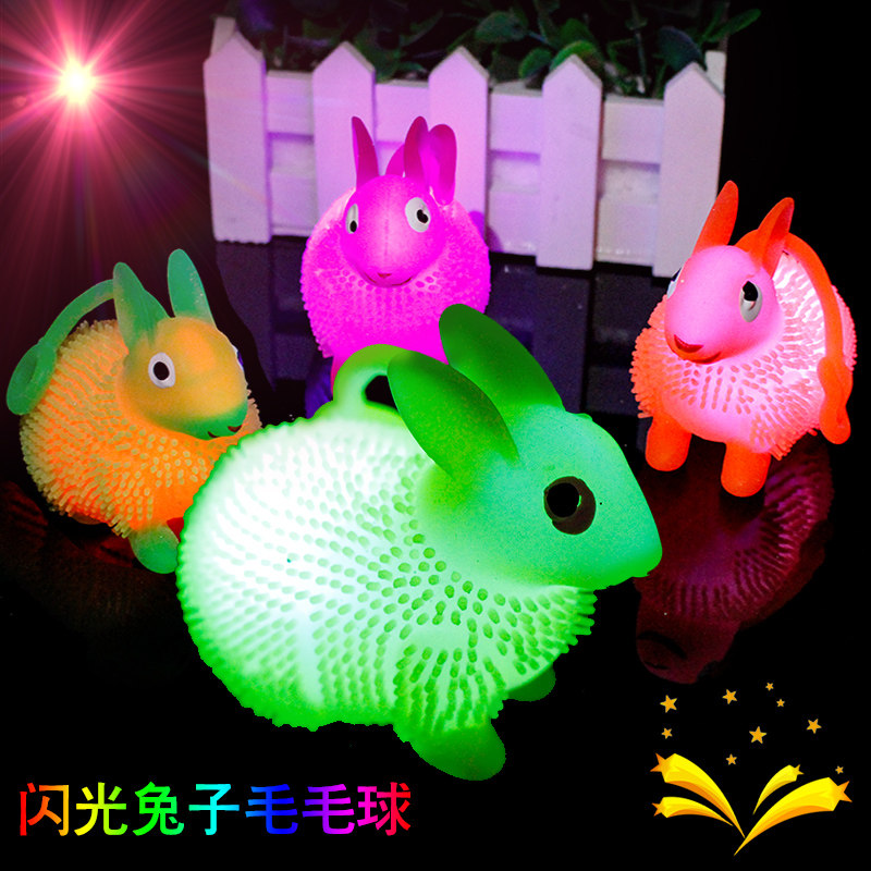 Luminous hair wool ball child sparkling vent toy Hedgehog Hops Jump Ball Rabbit Massage Ball Creative Night Market Stalls