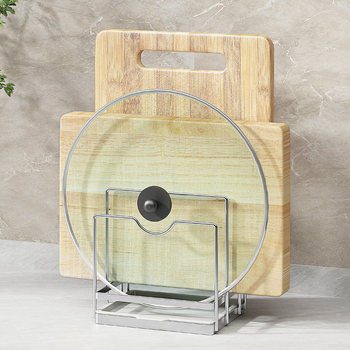 Cutting board rack cutting board rack 304 stainless steel chopping board rack three-frame kitchen countertop storage rack multi-purpose pot lid storage rack