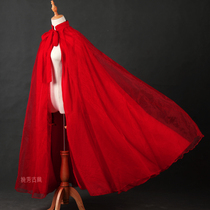 Pingxiu ancient style-cloak giggle organza chiffon shawl elegant red Hanfu ancient style Joker double layer Spring