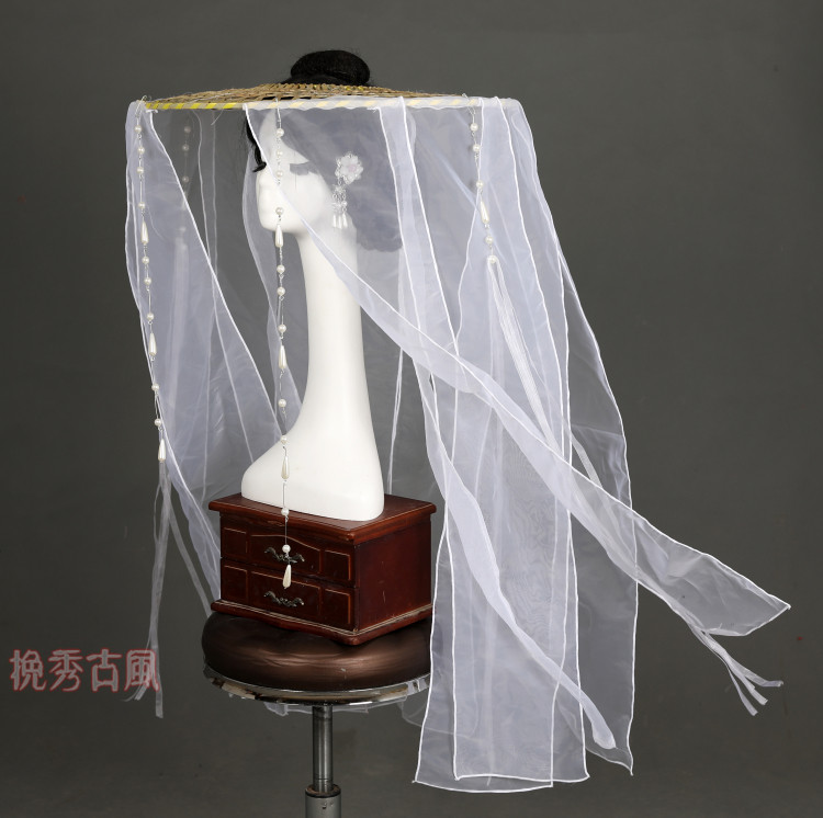 Pull-up, ancient wind hat hat, sunscreen sunscreen, white cover hat, ancient wind curtain away from hanfu Xie empathetic cos