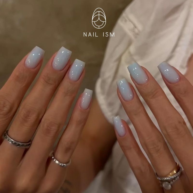 【Nailism Colored Construction Series】Ice-Clear Milky Blue Solid Color Construction Jelly-Like Clear White Women's Nail Art 【Nailism Colored Construction Series】Ice-Clear Milky Blue Solid Color Construction Jelly-Like Clear White Women's Nail Art