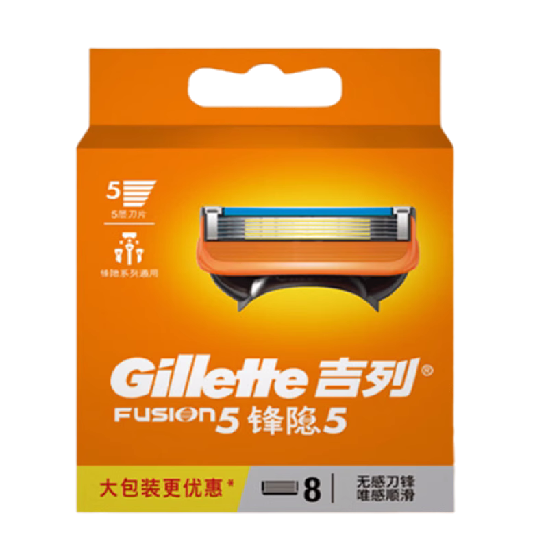 Gillette Fusion Manual Razor Replacement Blades 8 Pieces, Fusion 5 Five-Layer Blades, Genuine German Import