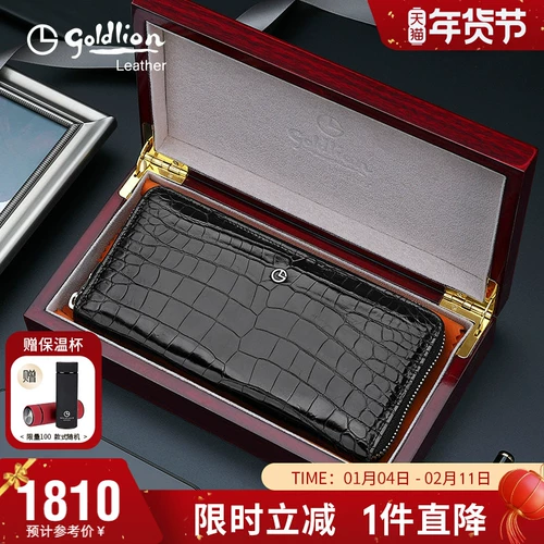 Мужская сумка с петлей на руку, маленькая сумка клатч, бумажник с молнией, кошелек, подарочная коробка, новая коллекция, крокодил