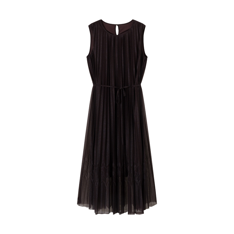 622211【Crinkled Shimmering Yarn】Flowing and Slimming, Fashionable and Versatile, Atmospheric Pleated Texture Shimmering Yarn Sleeveless Long Style 622211【Crinkled Shimmering Yarn】Flowing and Slimming, Fashionable and Versatile, Atmospheric Pleated Texture Shimmering Yarn Sleeveless Long Style
