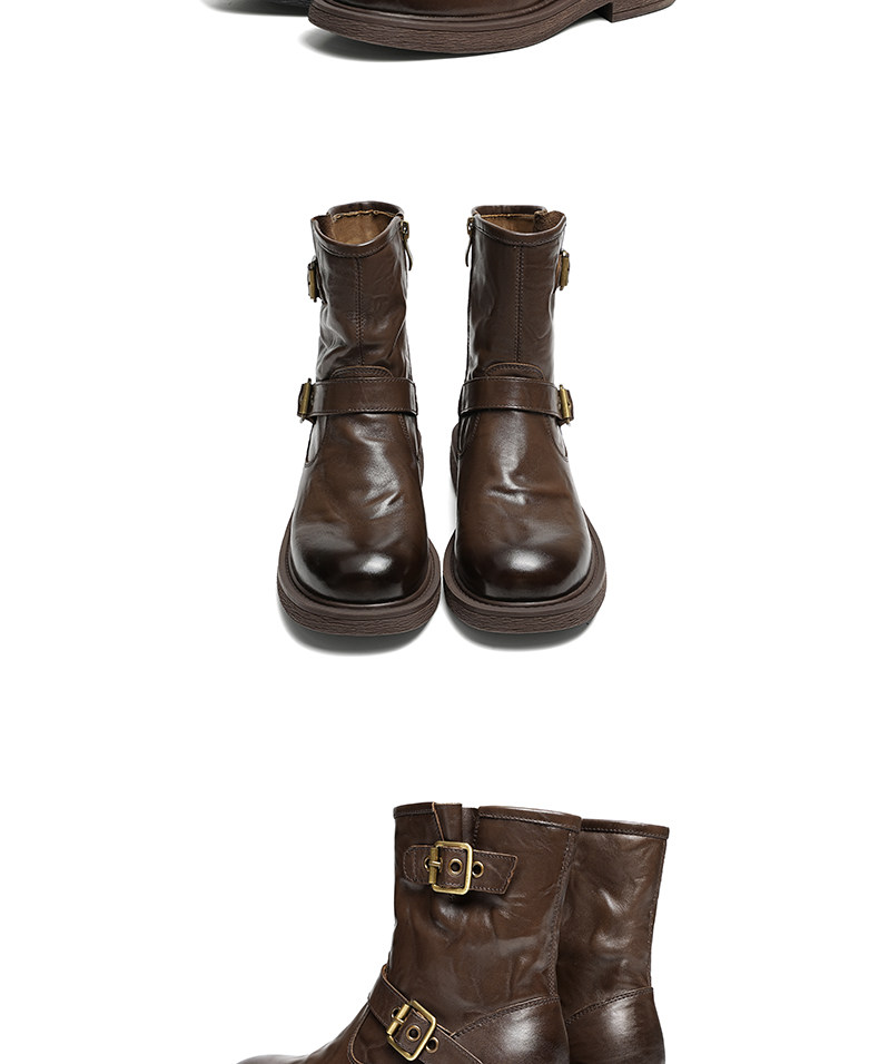 Западные Boots 红蜻蜓西部短靴女秋冬新款巨好看鞋子真皮棕色女鞋复古美拉德靴子 Reddragonfly