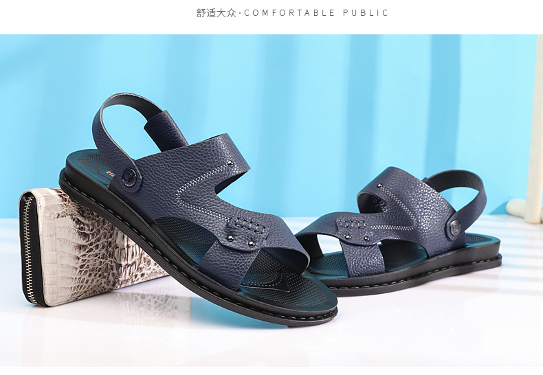 Giày sandal da nam màu đỏ 2018 mùa hè mới chính hãng Giày da nam đế mềm đế mềm đi biển đôi dép xăng đan nam