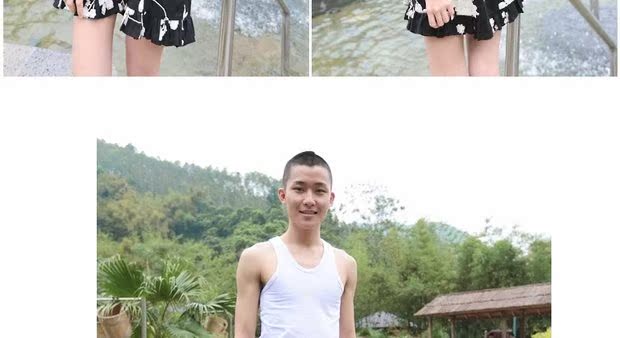 [Mã giảm 50%] Áo tắm thêu đôi của phụ nữ Hàn Quốc váy ngắn cho nam quần dài quần đi biển Quần short nam và nữ đi biển - Vài đồ bơi 	đồ đôi đi biển màu xanh