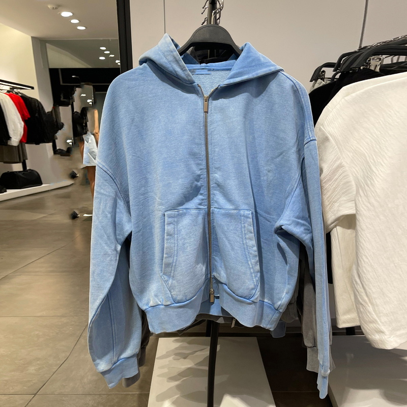 Za Obasov Men's Clothing 2026 Autumn New Style Washed Loose Cardigan Hooded Sweatshirt Jacket 3443334