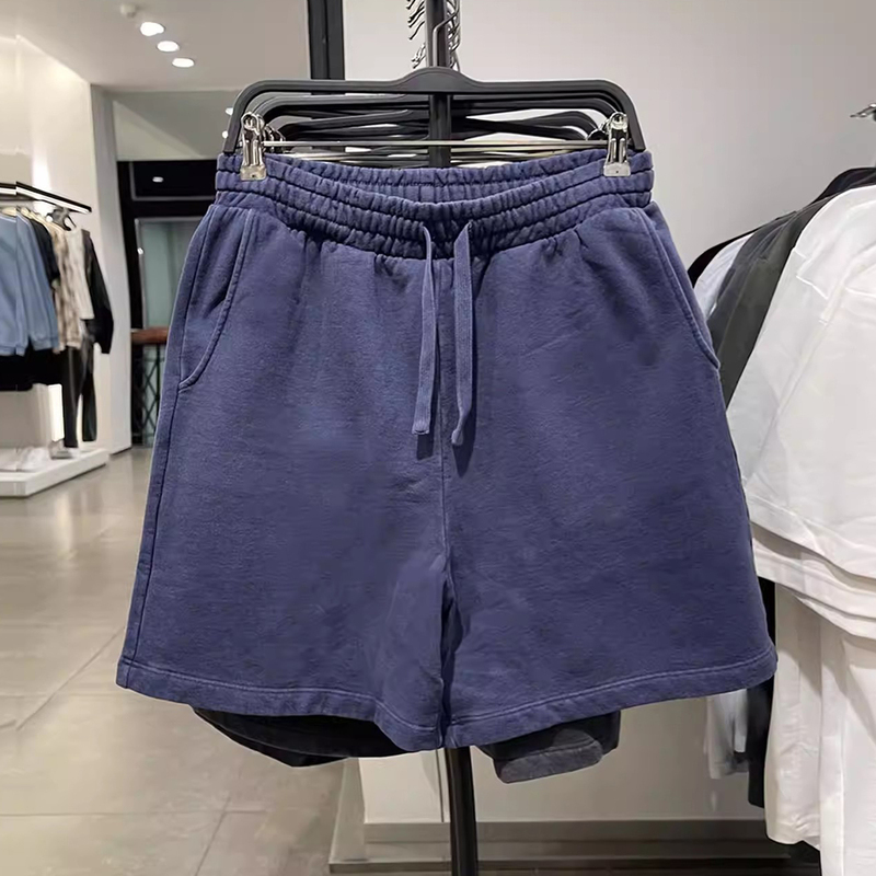 Za Obasov Men's 26 Summer New Elastic Waist Washed Shorts Loose Salt-Washed Five-Point Shorts 6462411420