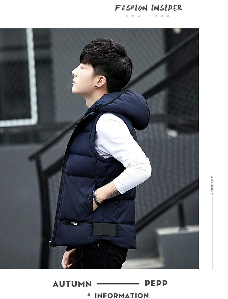 Playboy mùa thu và mùa đông vest nam xuống cotton phiên bản Hàn Quốc của áo vest có thể tháo rời vest vest sinh viên áo khoác thủy triều áo ba lỗ nam đẹp