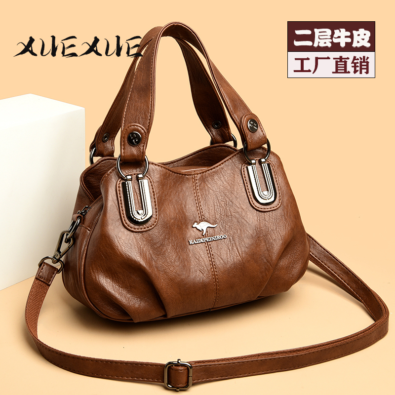 Mother-In-Law Bag 2026 New Popular Model Women's Genuine Leather Handbag for Middle-Aged Women Soft Leather Shoulder Crossbody Bag