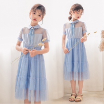 Girls summer dress 2021 new CUHK Scout 12-15-year-old waist over knee long dress net veil princess dress