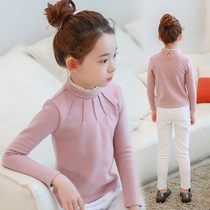 Girl gush thickened beating undershirt T-shirt Winter Korean version Long sleeves CUHK Scout 12-15-year-old high collar autumn winter blouse