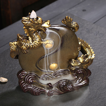 Reverse incense burner creative home indoor large tea ceremony ornaments incense purple sand Zen Double Dragon play beads sink sandalwood