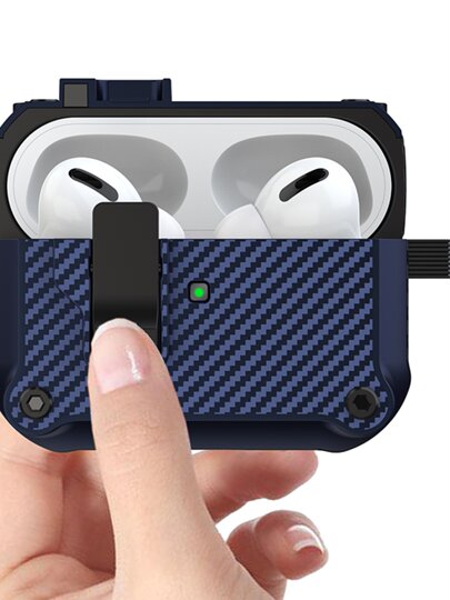 One-Click Pop-Up AirPods Pro Protective Case with Carbon Fiber Pattern, Suitable for Apple Earphone Case, AirPods Pro 2Nd Generation, Huaqiangbei 3Rd Generation Case, Simple Buckle, Mechanical Creative Earphone Protective Case
