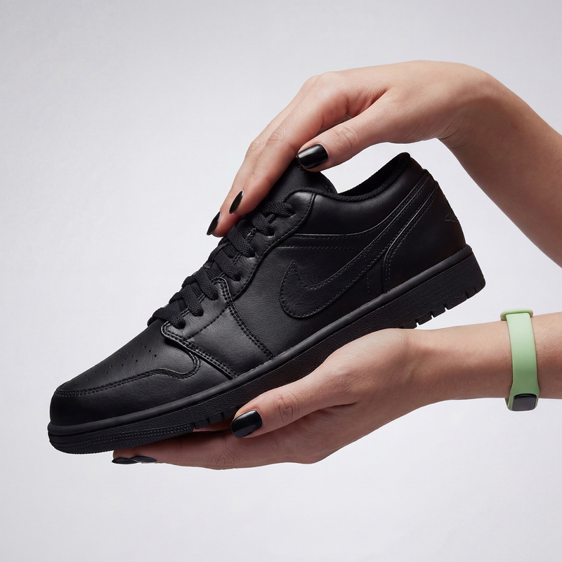 Air Jordan 1 Low Aj1 Pure Black Warrior Low-Top Retro Basketball Shoes 553558-093