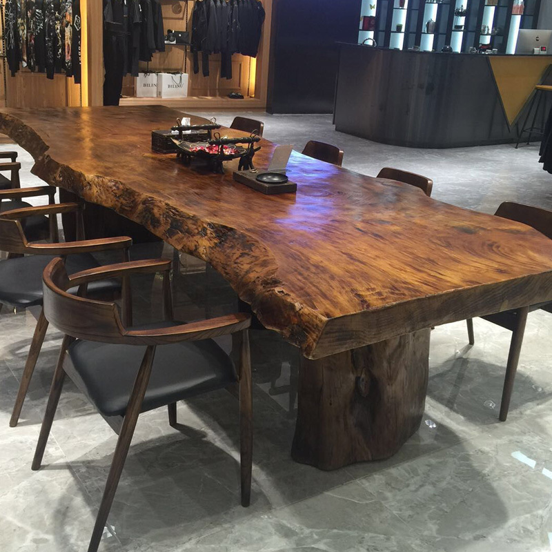 Solid Wood Large Board Tea Table and Chair Set, New Chinese Style Tea Room, Modern Minimalist Conference Table, Integrated Office Natural Wood Tea Table Solid Wood Large Board Tea Table and Chair Set, New Chinese Style Tea Room, Modern Minimalist Conference Table, Integrated Office Natural Wood Tea Table