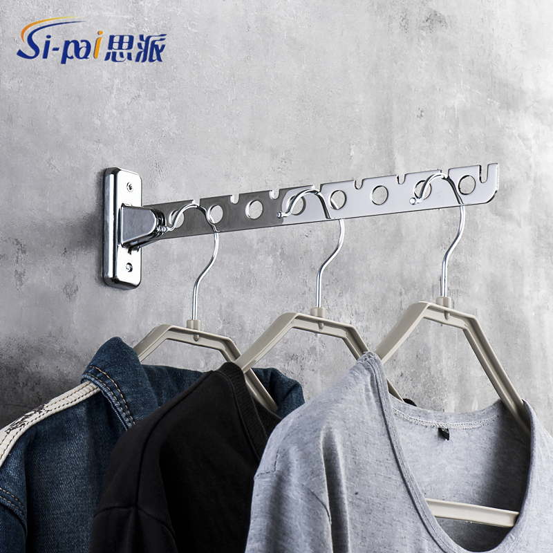 Non-perforated stainless steel folding hanger Hotel hotel dormitory bathroom clothes rack Hanging wall balcony clothes hook