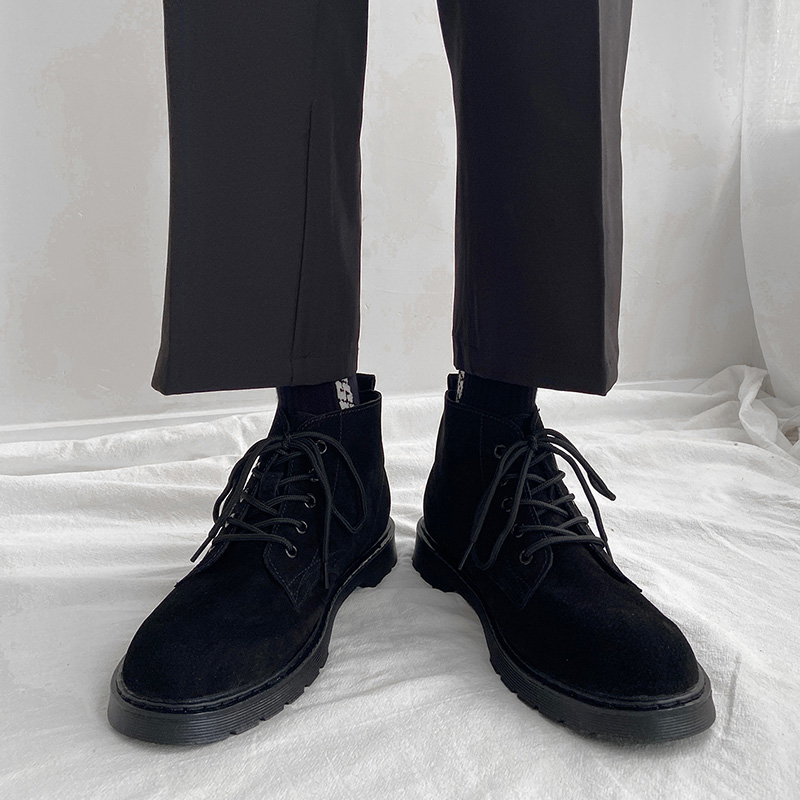 Summer black midbarrel Martin boots Men's boots Korean version Inn Wind low Help tooling Short boots Ins breathable Male Shoe tide