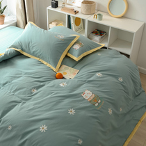 Nordic wind ins cotton 100 four-piece cotton household sheets quilt cover quilt cover bed hats three-piece bed 4