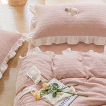 ins Nordic winter milk velvet four-piece thick warm coral velvet thick quilt cover bedding Princess style