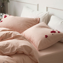 Crafts subsection Ins Cute Wind Pure Cotton Pillowcase All Cotton Washed Cotton Pillow Core Cover Girl Pillow Headgear Single Pair