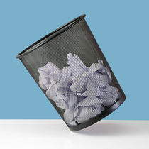 Iron Mesh Trash Can Company Office Creative Toilet Toilet Large Number Thickened Commercial Iron Web Wastepaper