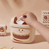 Burger Tabletop Dumpster Cute Cartoon Office Dorm Room Table Containing Bucket with press circle Trash