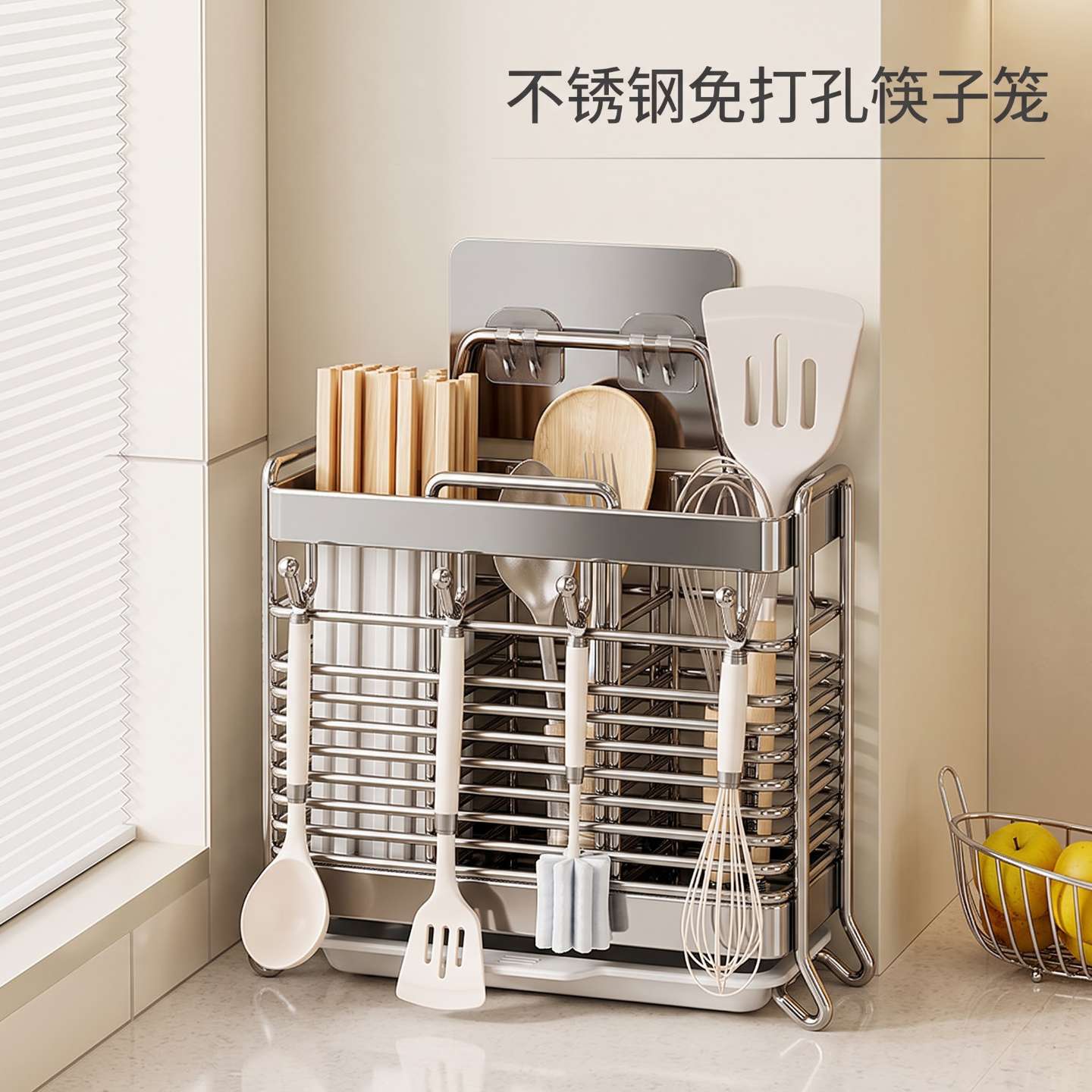 Supply of stainless steel chopstick barrel drain chopstick cage wall hanging