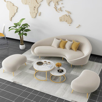 Nordic Living Room Lounge Area Guest Arc Sofa Business Talks Table And Chairs Clothing Shop Beauty Salon Reception Sofa