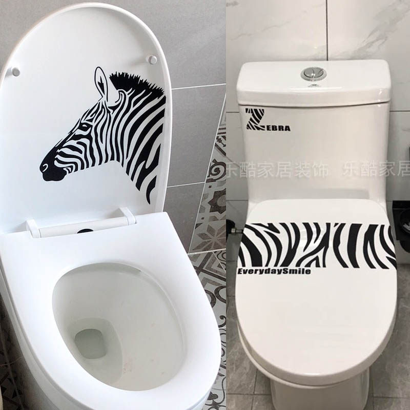 Personality creative toilet stickers ins Nordic style stickers zebra dressing room bathroom decoration wall stickers waterproof stickers