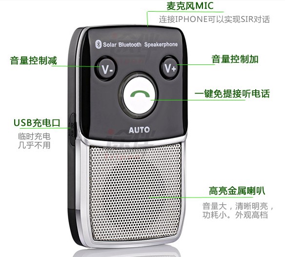 On-board solar charging Bluetooth visor on-board Bluetooth MP3 player Chinese Phone Originally Telegram number 