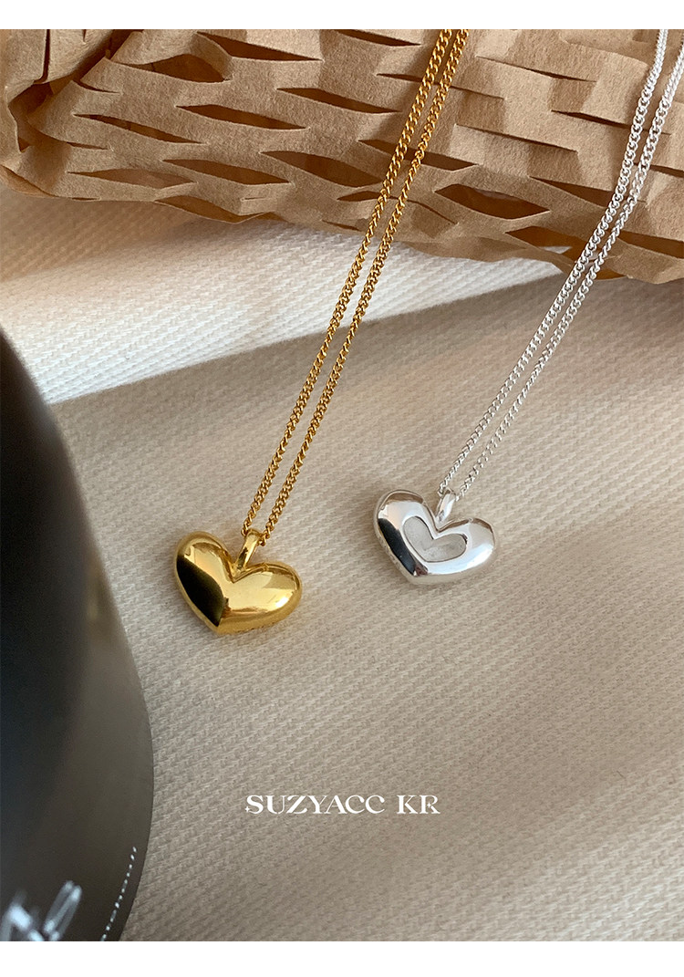 Серебряное ожерелье suzyacc kr简约小众纯银爱心吊坠百搭高级感锁骨链