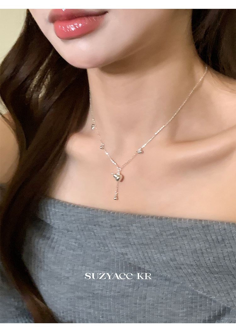 Серебряное ожерелье suzyacc kr新国风葫芦吊坠纯银项链设计感流苏锁骨链女款2024新款