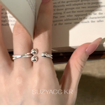Suzyacc kr niche design sterling silver small ball staggered ring simple and versatile index finger ring personalized high-end ring