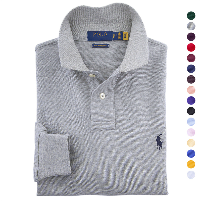 New Ralph Lauren Polo Shirt Men's Long-Sleeved Large Size Lapel High-End Casual Pure Cotton T-Shirt